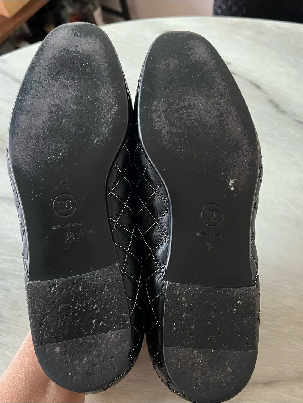 Chanel Black Zigzag & Contrast Diamond Moccasin Loafers